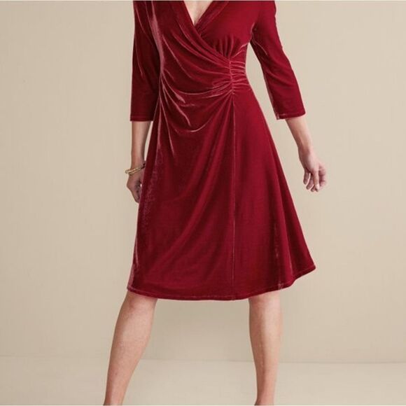 Soft Surroundings Velvet Hyannis Dress Red Dahlia NWT $130 XL and LP - Picture 4 of 11